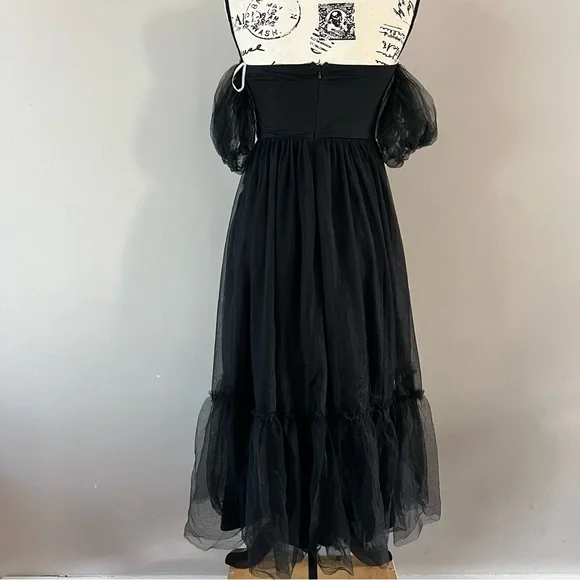 Lulu’s Divine dreamer tulle off the shoulder midi dress Ladies size small Black - Picture 5 of 12